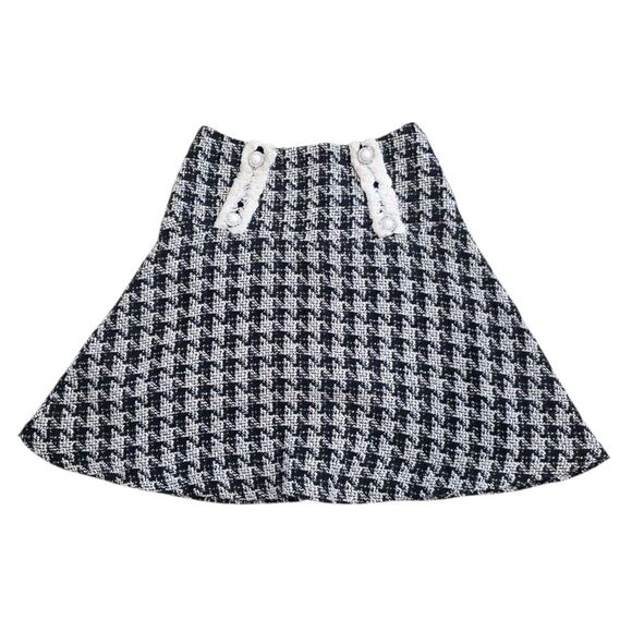 Patachou Black Houndstooth Tweed Mini Skirt Girls 10 - Picture 2 of 5